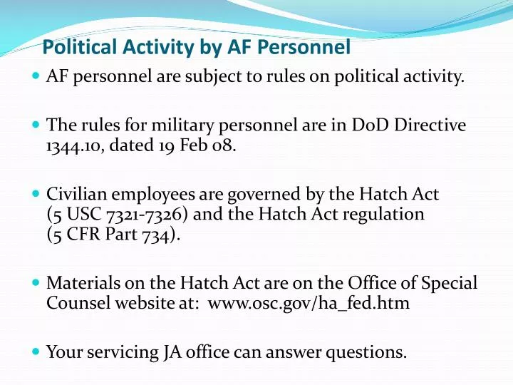 political activity by af personnel