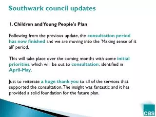 1. Children and Young People's Plan