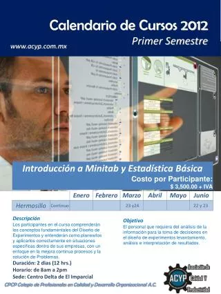 calendario de cursos 2012 primer semestre
