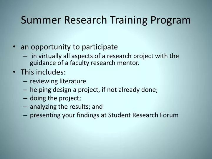 summer research training program