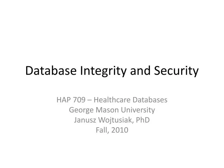 database integrity and security