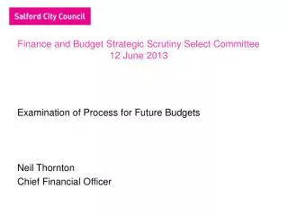 Finance and Budget Strategic Scrutiny Select Committee 12 June 2013