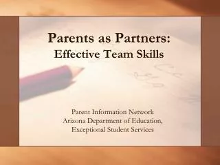 Parents as Partners: Effective Team Skills
