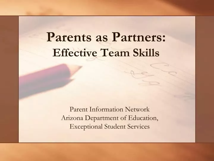 parents as partners effective team skills