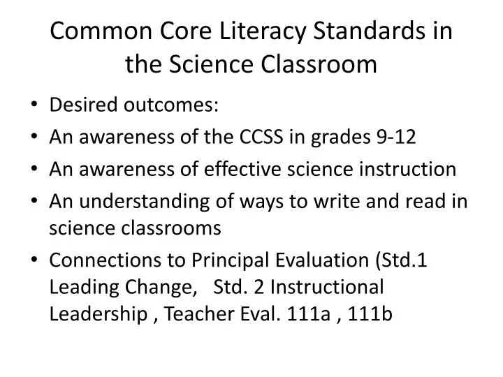 common core literacy standards in the science classroom