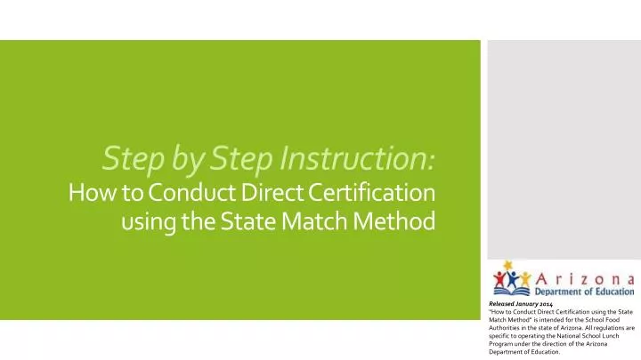step by step instruction how to conduct direct certification using the state match method