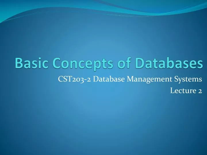 basic concepts of databases