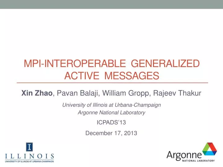 mpi interoperable generalized active messages