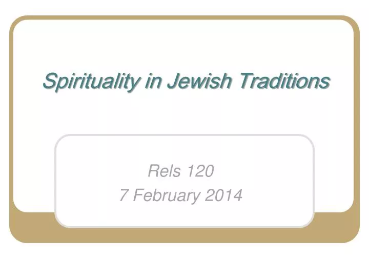 spirituality in jewish traditions