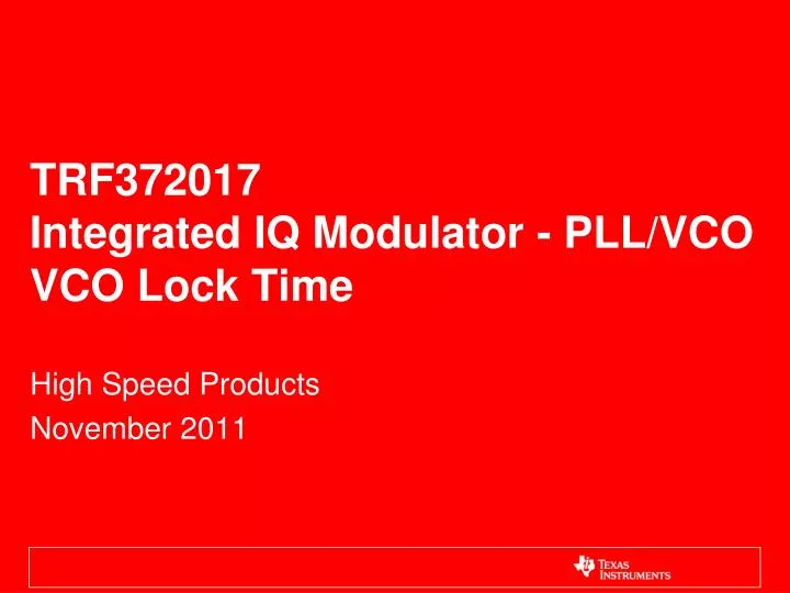trf372017 integrated iq modulator pll vco vco lock time
