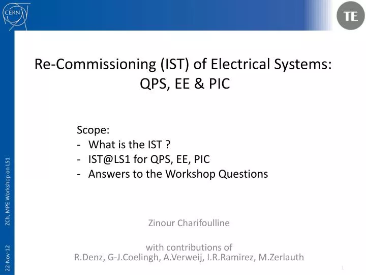 re commissioning ist of electrical systems qps ee pic