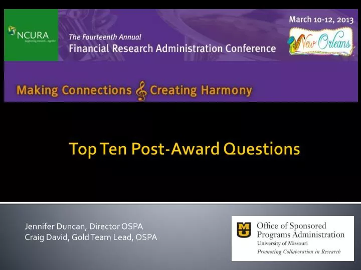 top ten post award questions