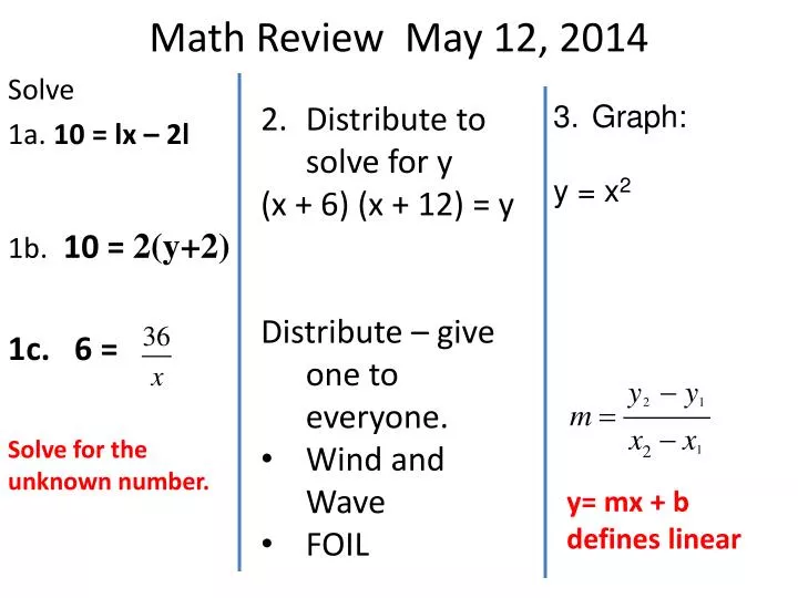 math review may 12 2014