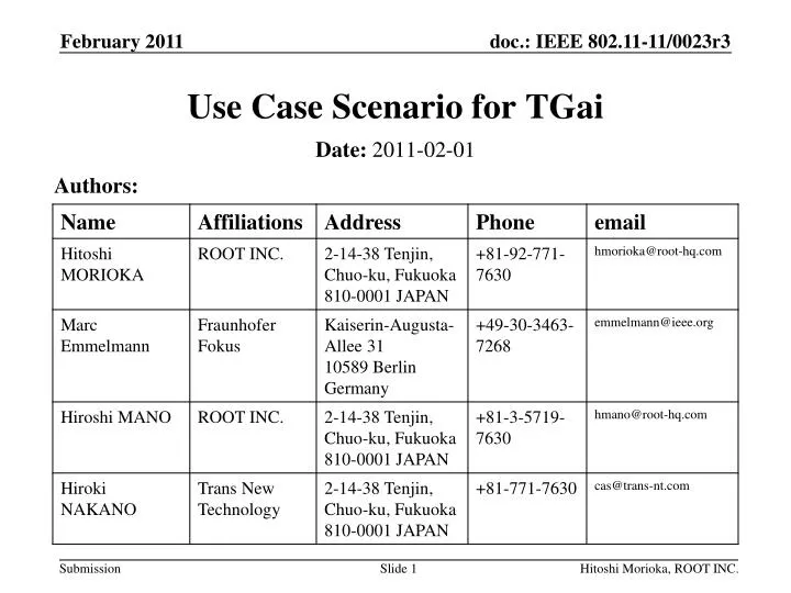 use case scenario for tgai