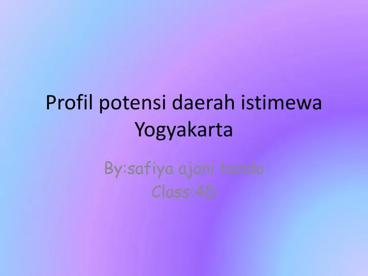 profil potensi daerah istimewa yogyakarta