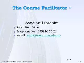 The Course Facilitator ~