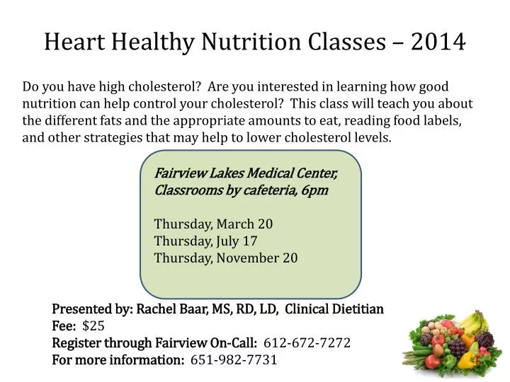 heart healthy nutrition classes 2014