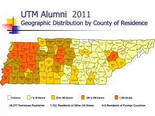 UTM Alumni Geographic Distribution by County of Residence