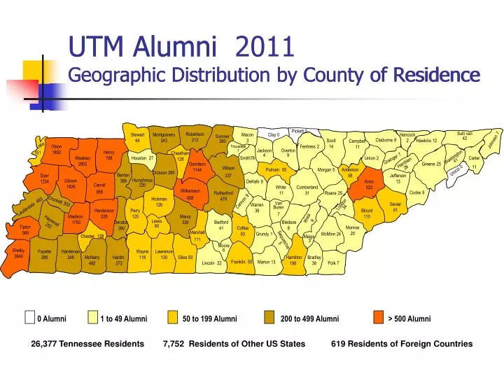 utm alumni geographic distribution by county of residence