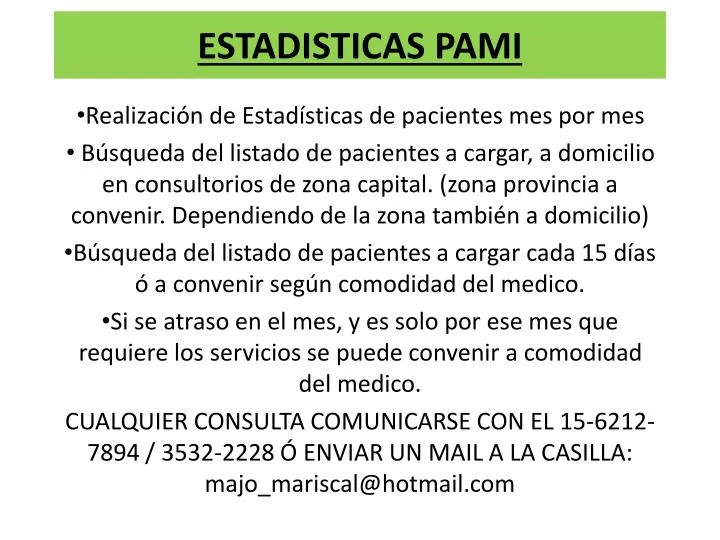 estadisticas pami