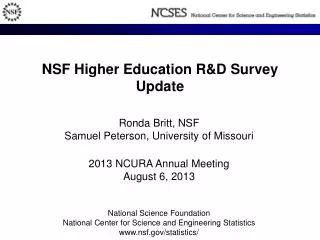NSF Higher Education R&amp;D Survey Update