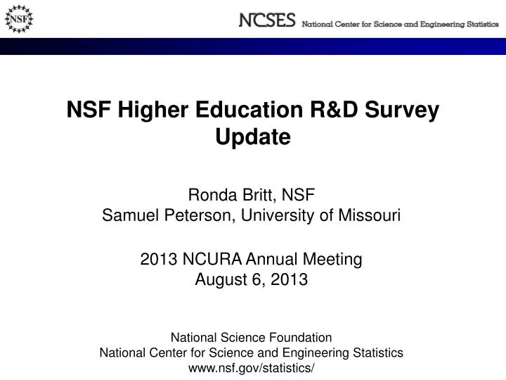 nsf higher education r d survey update