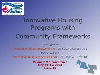Innovative Housing Programs with Community Frameworks