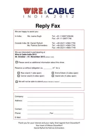Reply Fax