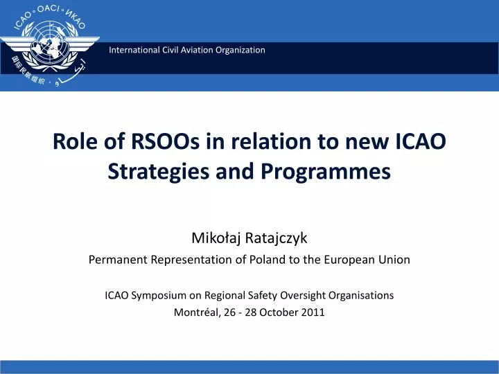 role of rsoos in relation to new icao strategies and programmes
