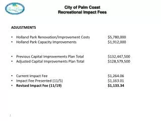 City of Palm Coast Recreational Impact Fees