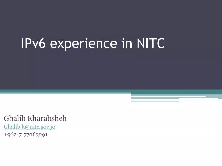 ipv6 experience in nitc