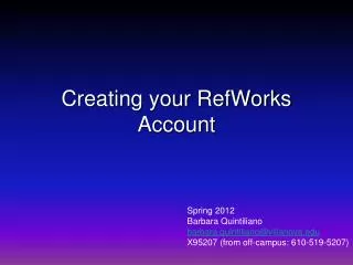 Creating your RefWorks Account