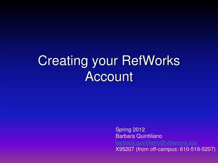 creating your refworks account