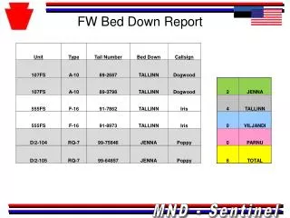 FW Bed Down Report