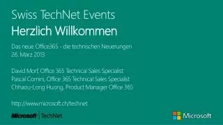 Swiss TechNet Events Herzlich Willkommen
