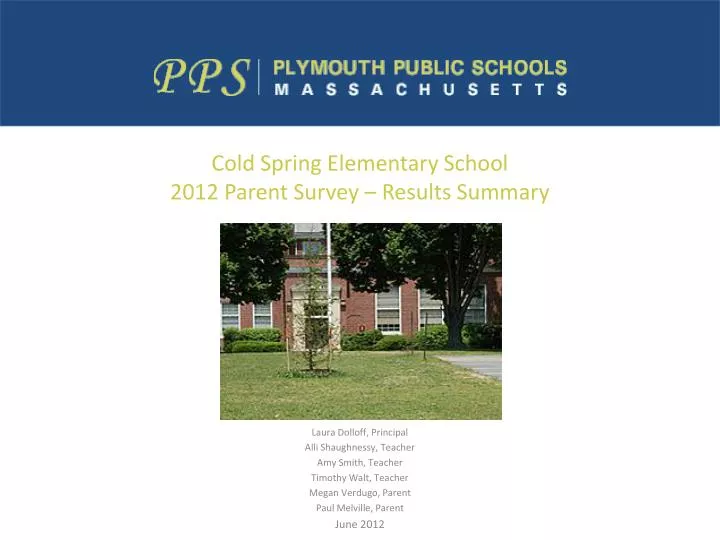 cold spring elementary school 2012 parent survey results summary