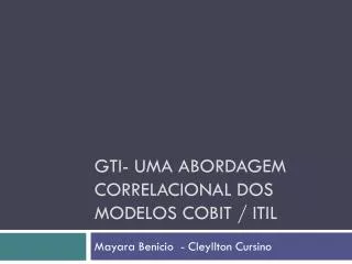 gti uma abordagem correlacional dos modelos cobit itil