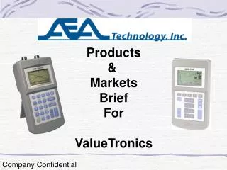 Products &amp; Markets Brief For ValueTronics