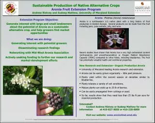 Sustainable Production of Native Alternative Crops Aronia Fruit Extension Program