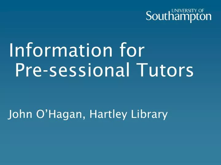 information for pre sessional tutors