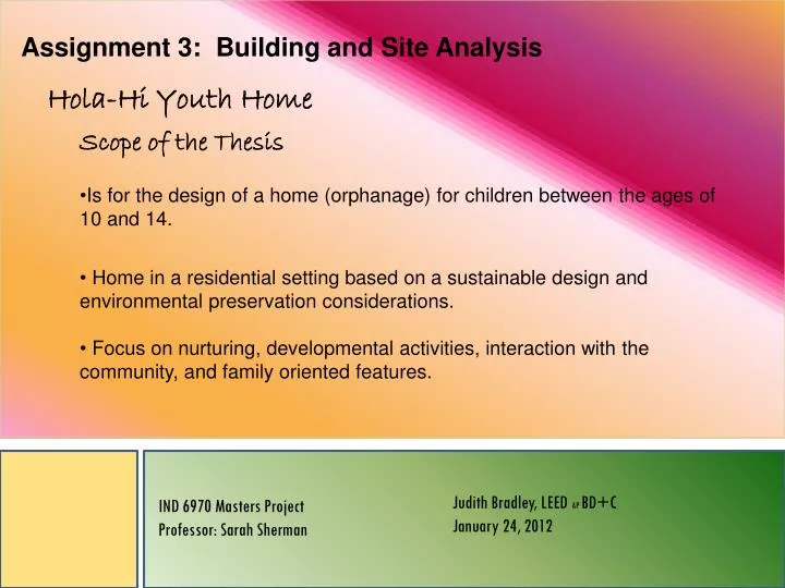 assignment 3 building and site analysis