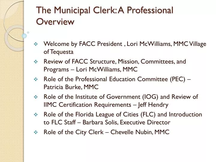 the municipal clerk a professional overview