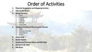 Order of Activities