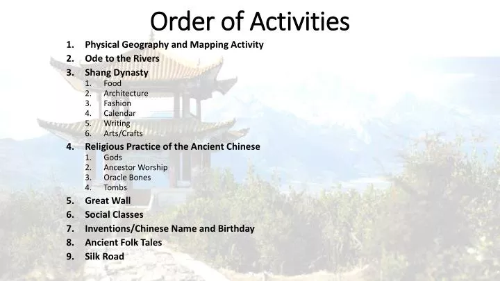 order of activities