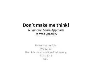 don t make me think a common sense approach to web usability