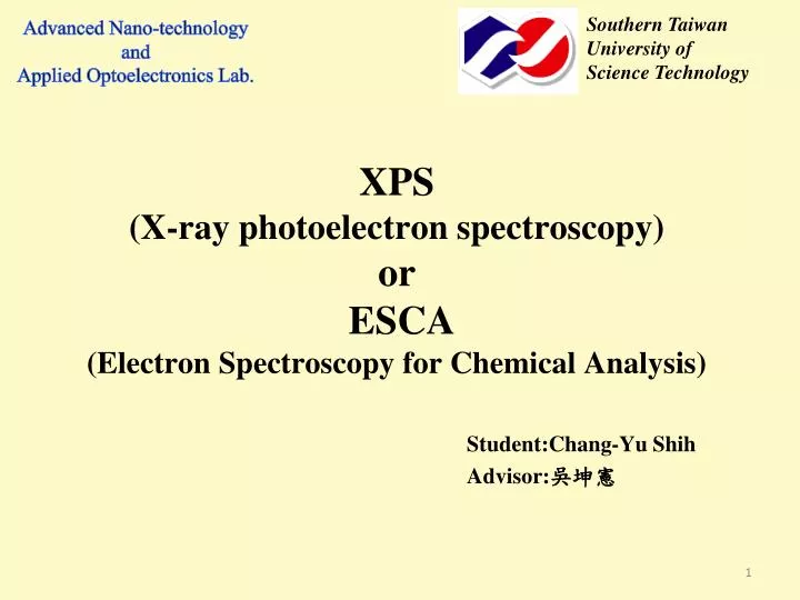 xps x ray photoelectron spectroscopy or esca electron spectroscopy for chemical analysis