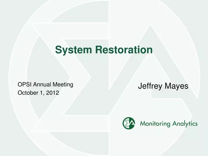 system restoration