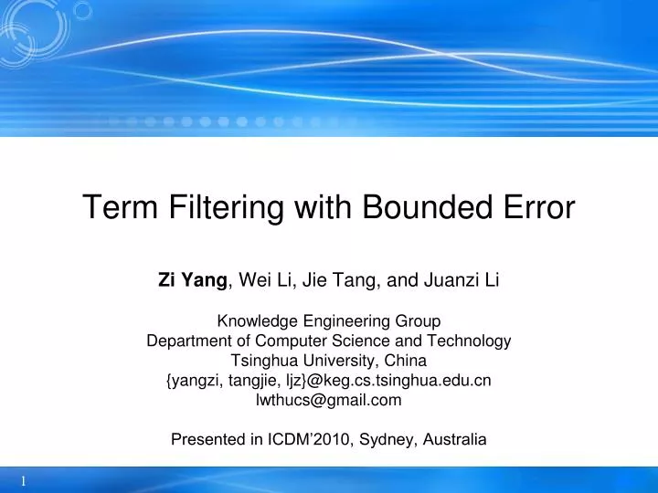 term filtering with bounded error