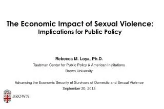The Economic Impact of Sexual Violence: Implications for Public Policy