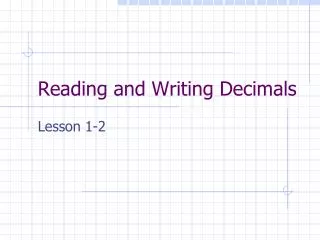 reading and writing decimals